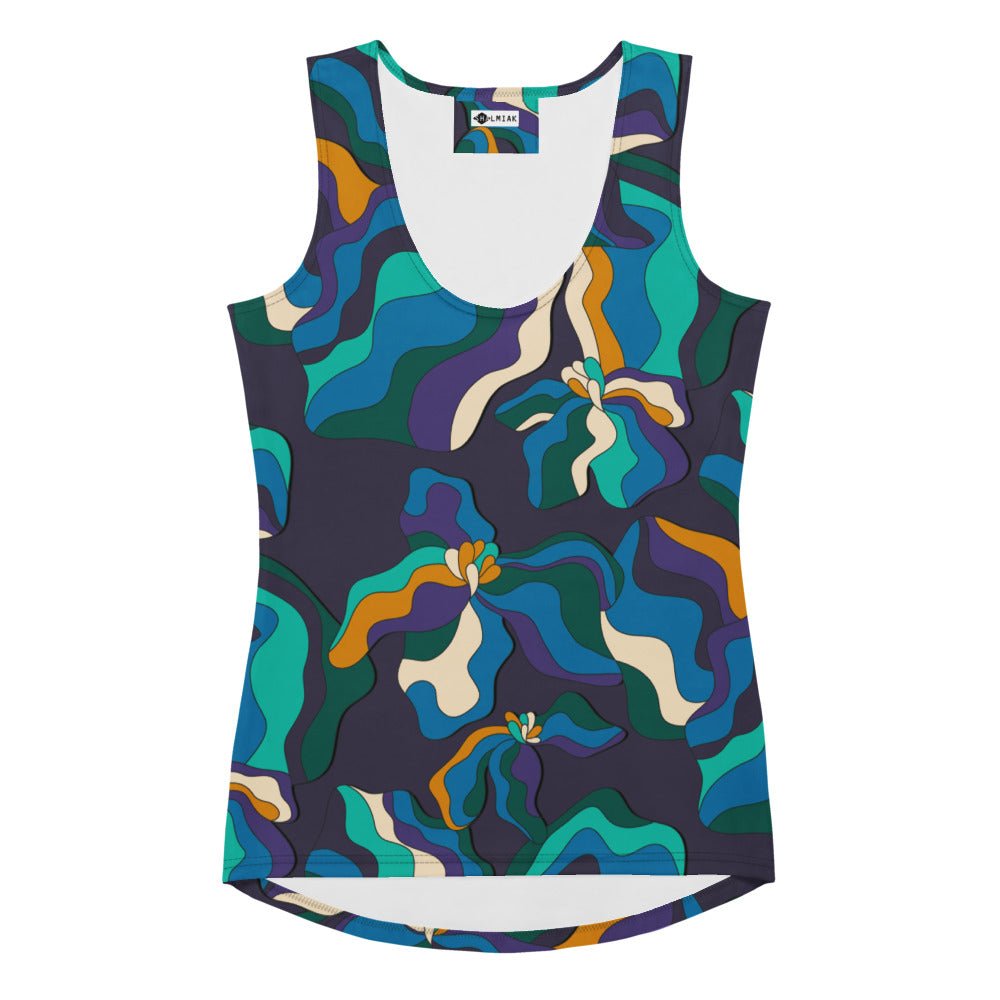 Tank top - SASSY IRIS purple - Bold iris flower print