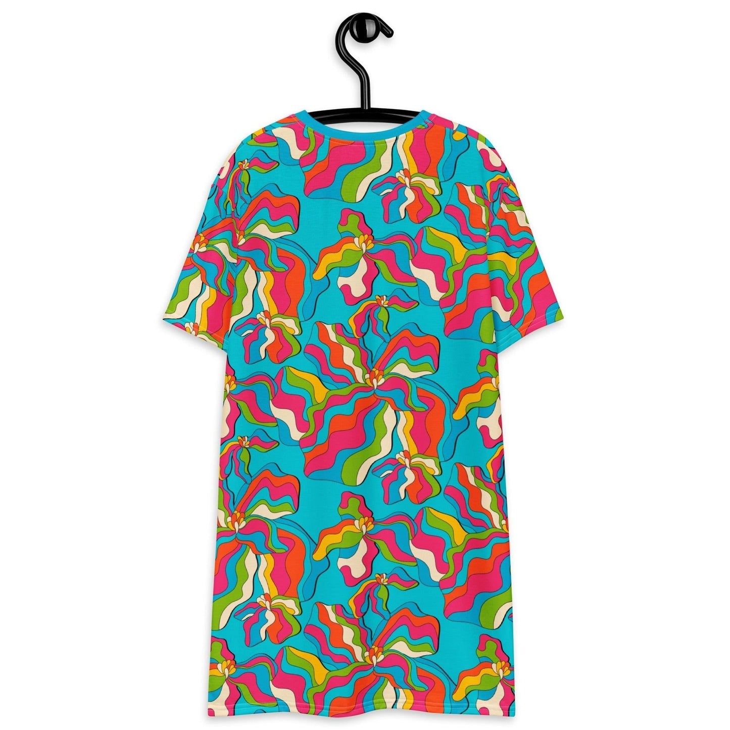 T-shirt dress - SASSY IRIS turquoise - Bold iris flower print