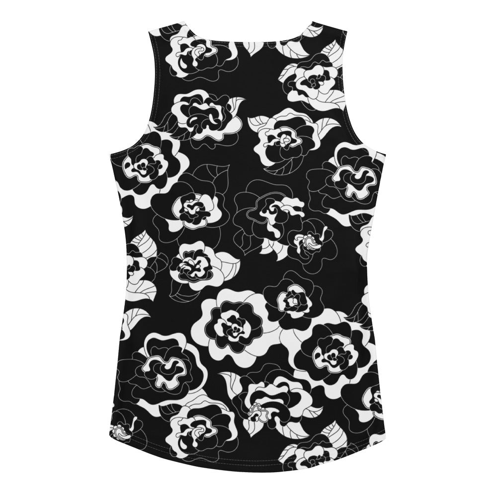 Tank top - SERENITY bw - Simple elegant flower print