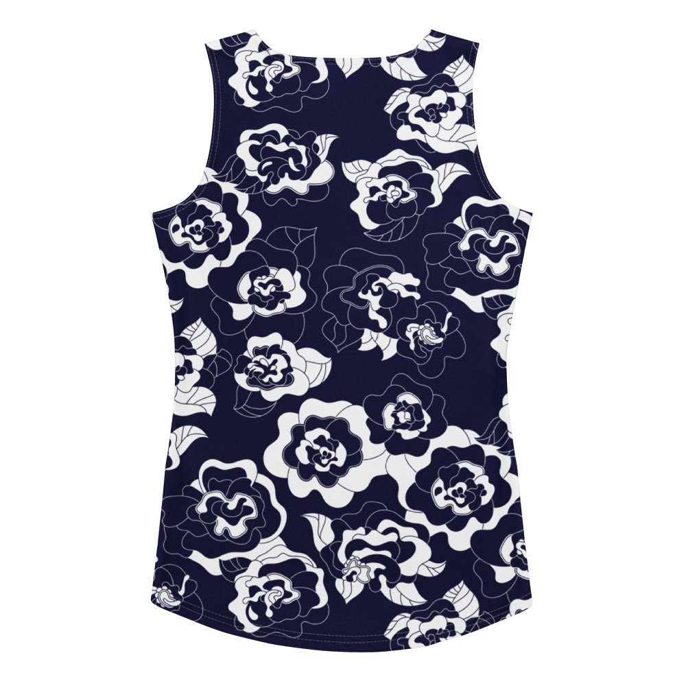 Tank top - SERENITY navy - Simple elegant flower print