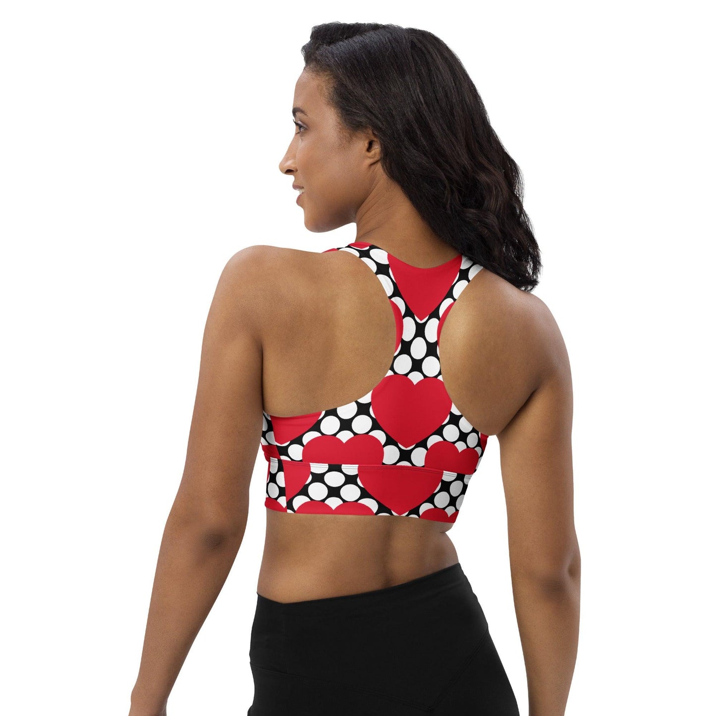 Sports bra - ELLIE LOVE DOT red black - Bold heart print