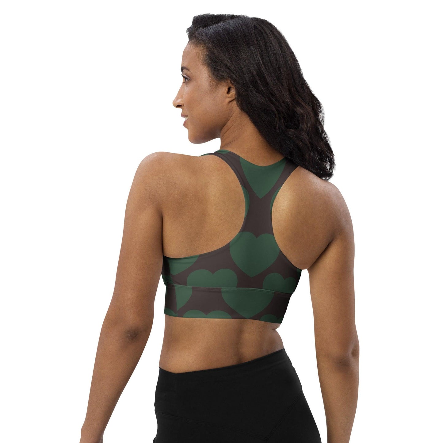 Sports Bra - ELLIE LOVE forest - Bold Heart Print