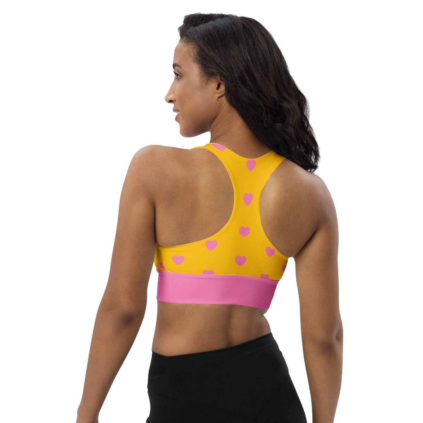 Sports bra - SMALL HEARTS pink yellow - Small hearts print