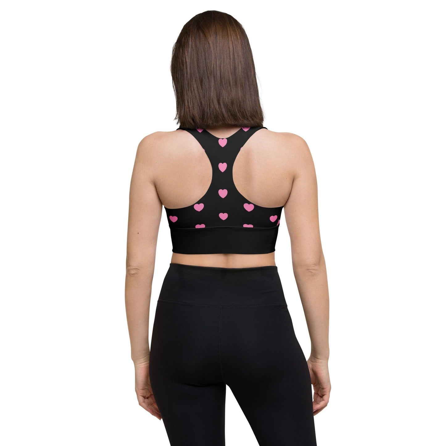 Sports bra - SMALL HEARTS pink - Small hearts print