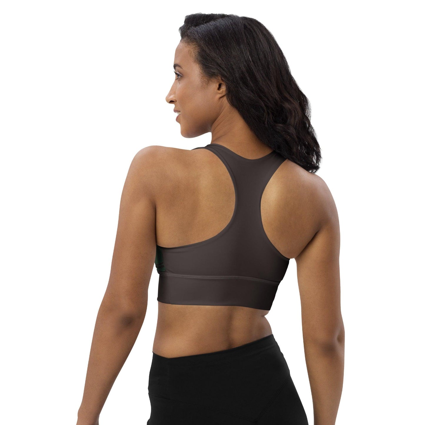 Sports bra - ENERGY WAVES forest - Wavy stripe print