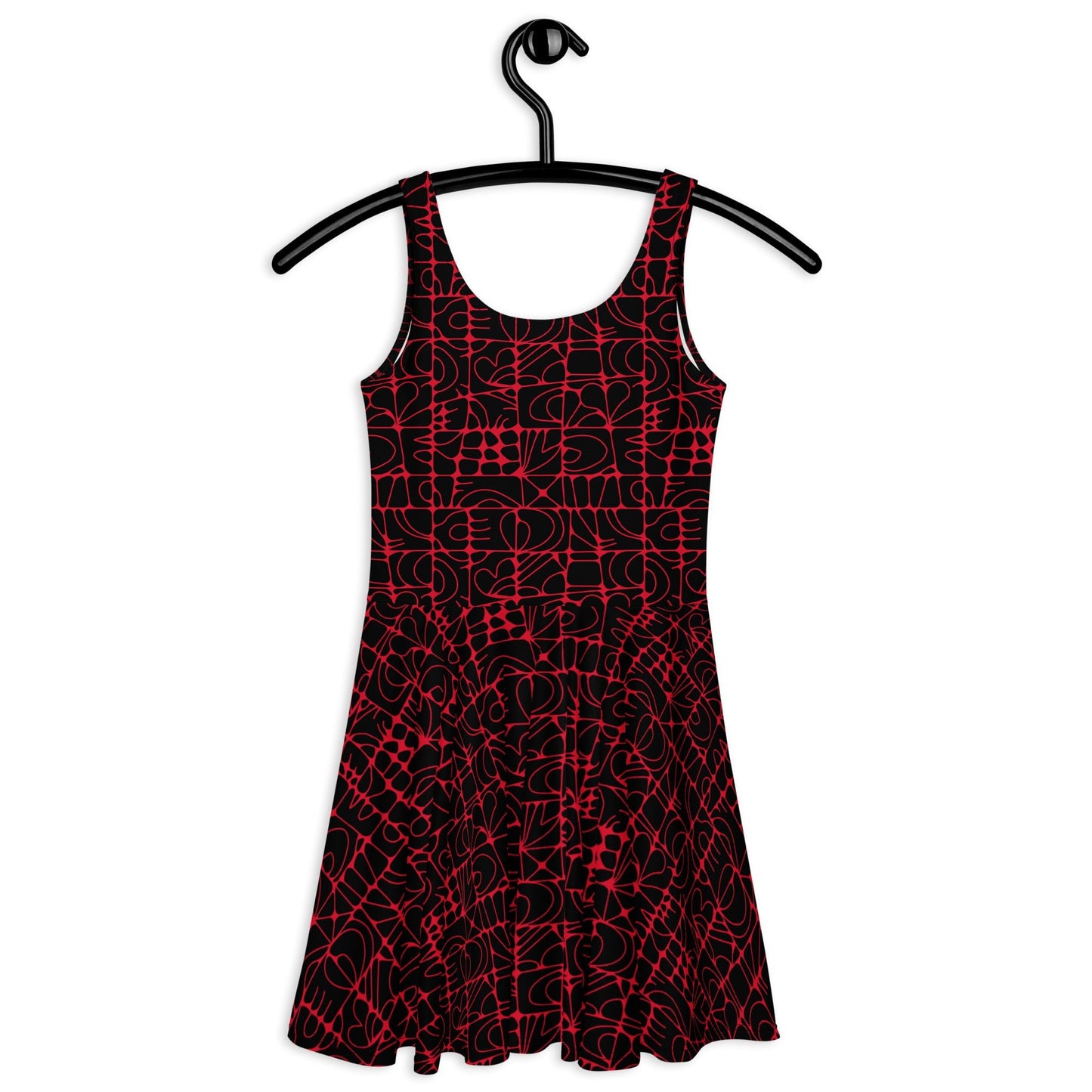 Skater dress - STONE SPIRIT black red - Graphic stone shapes print