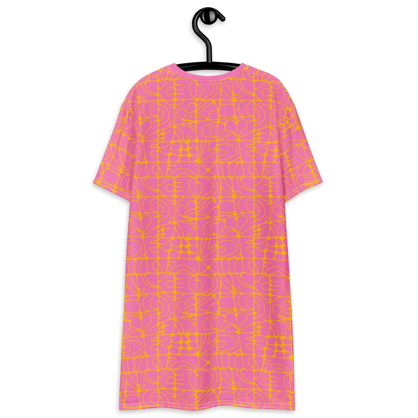 T-shirt dress - STONE SPIRIT pink yellow - Graphic stone shapes print
