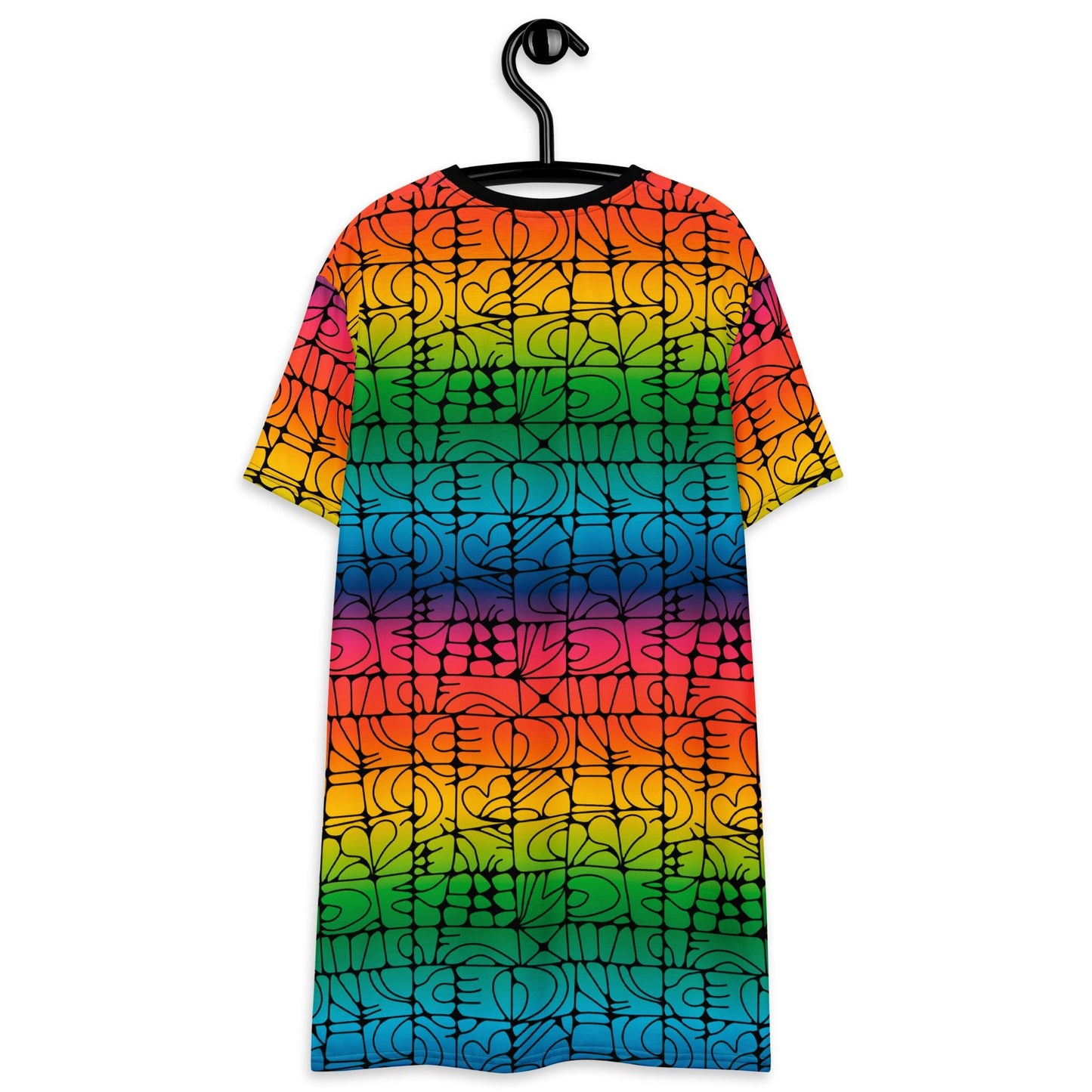 T-shirt dress - STONE SPIRIT rainbow black - Graphic stone shapes print