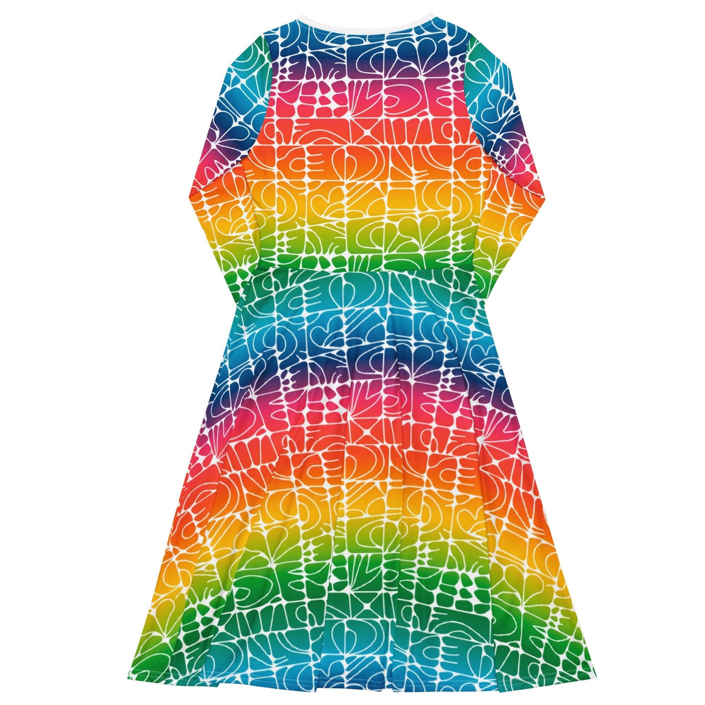 Midi dress - STONE SPIRIT rainbow white - Graphic stone shapes print