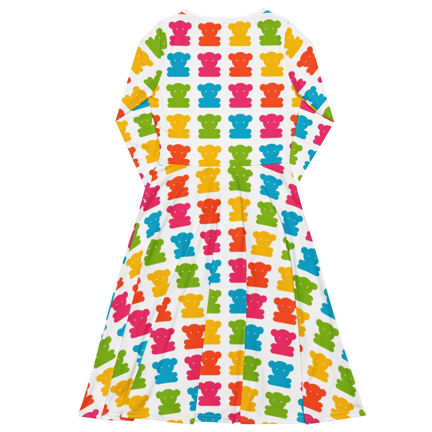 Midi dress - SWEET TEDDY happy white - Cute teddy bear print