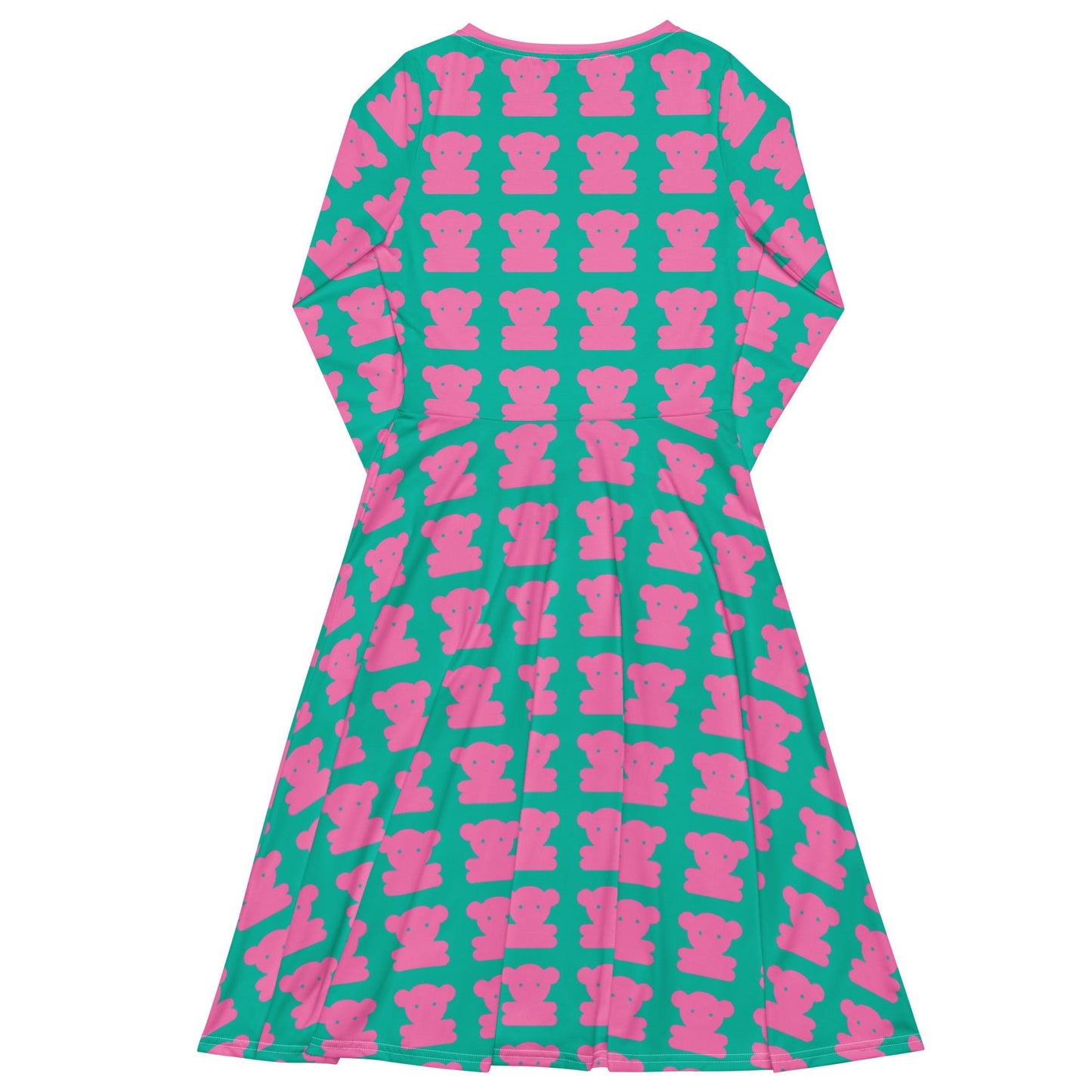 Midi dress - SWEET TEDDY pink mint - Cute teddy bear print