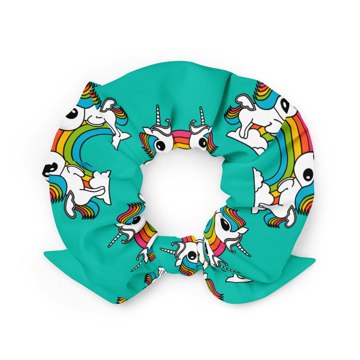 Scrunchie - UNIQUE mint - Unicorns and rainbows print