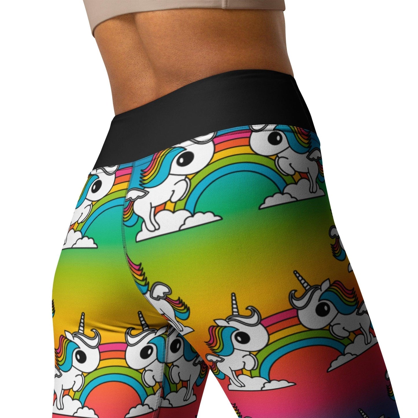 Yoga leggings -2- UNIQUE rainbow - Unicorns and rainbows print