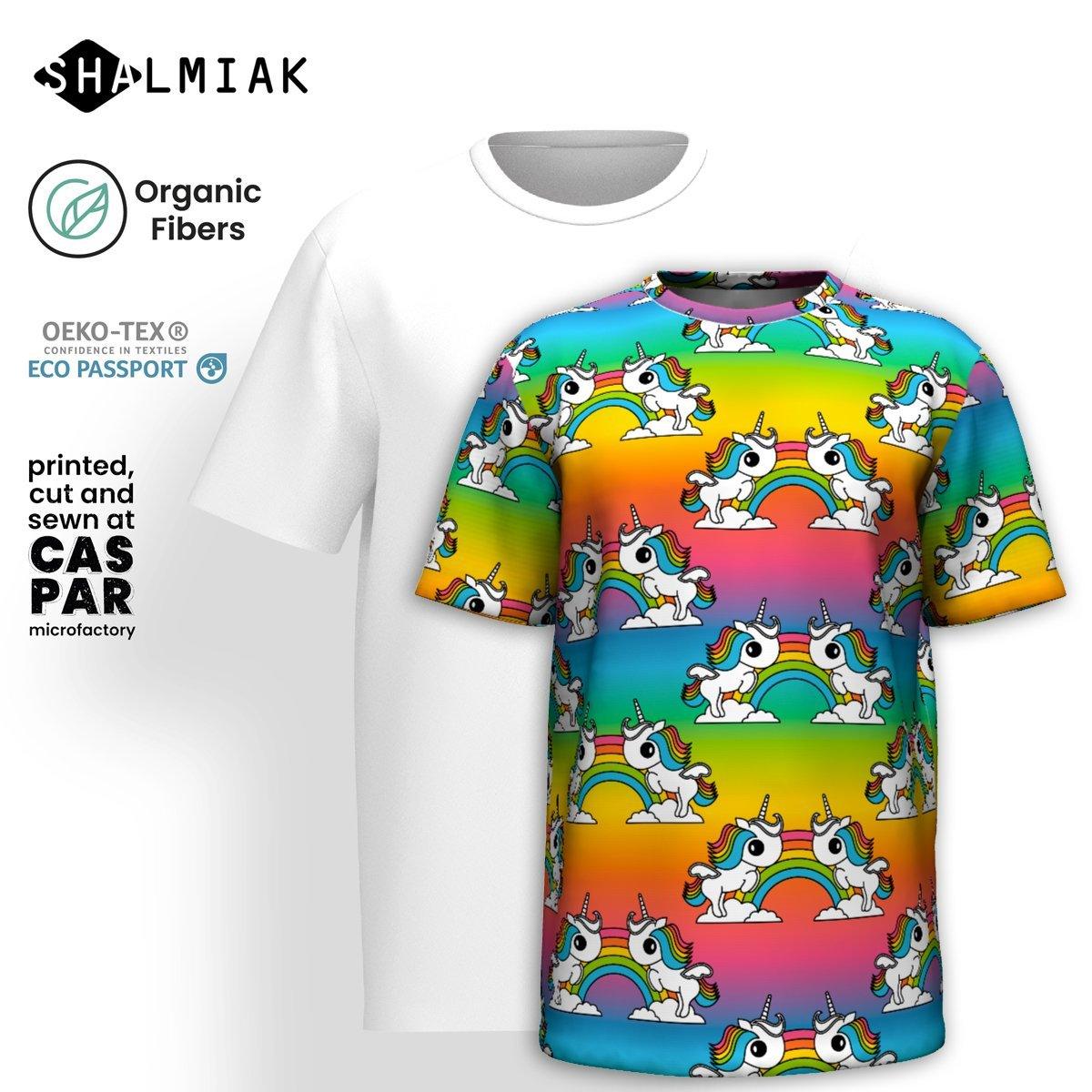 Organic cotton t-shirt - UNIQUE rainbow - Unicorns and rainbows print
