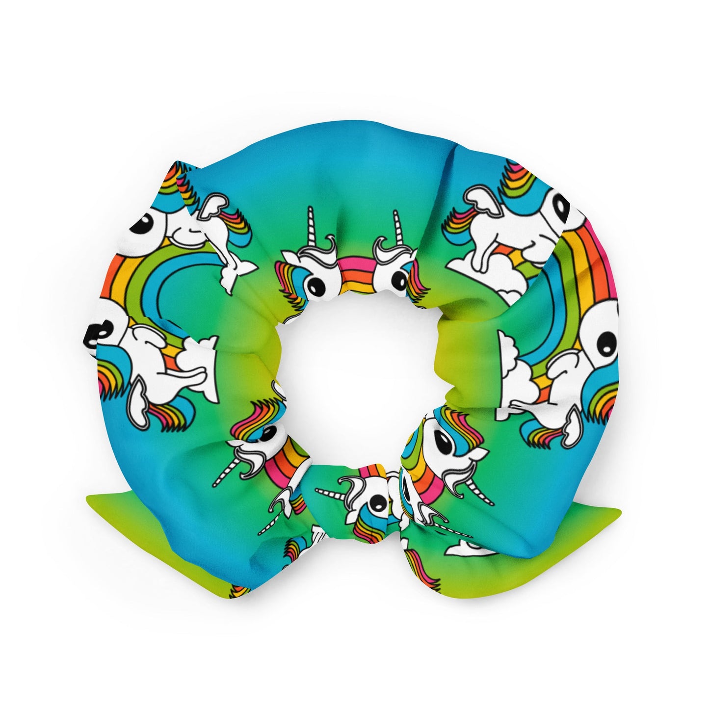 Scrunchie - UNIQUE rainbow - Unicorns and rainbows print