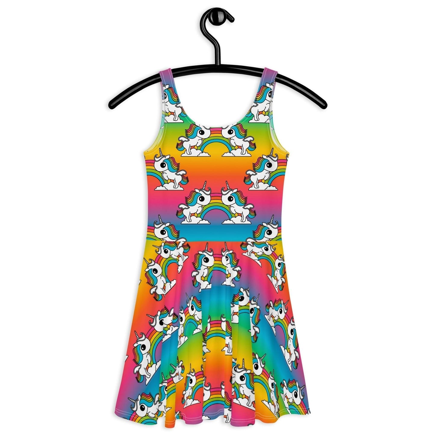 Skater dress - UNIQUE rainbow - Unicorns and rainbows print