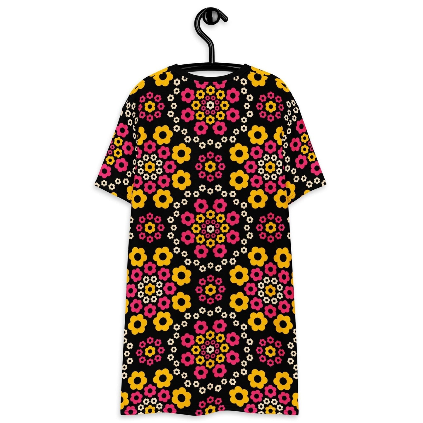 T-shirt dress - YESTERDAY pink yellow - Graphic retro floral print