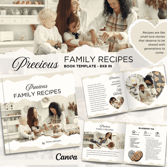 Canva Templates - Precious Family Recipes - Book | SHALMIAK