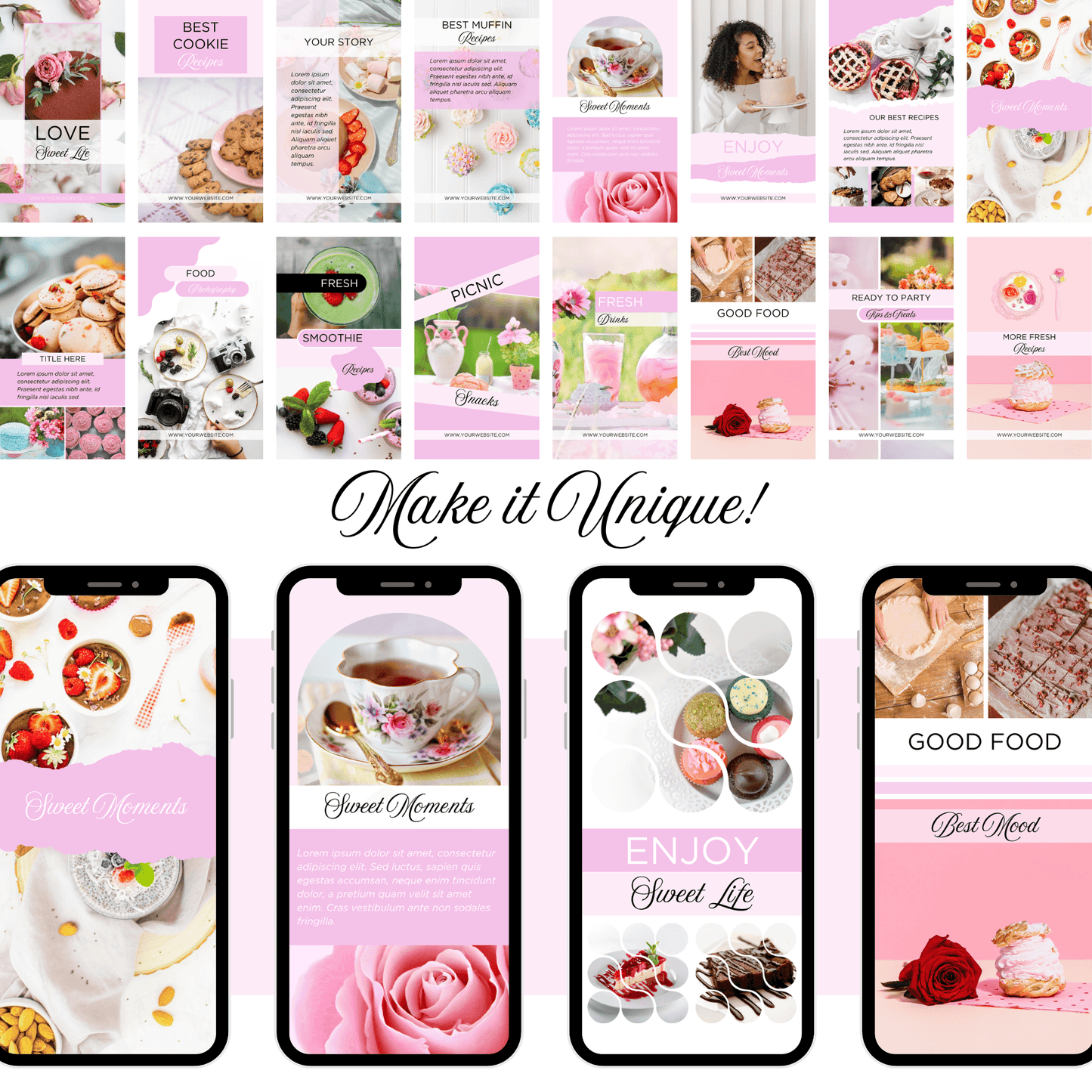 Canva Templates - Instagram Stories Pink (food theme) | SHALMIAK