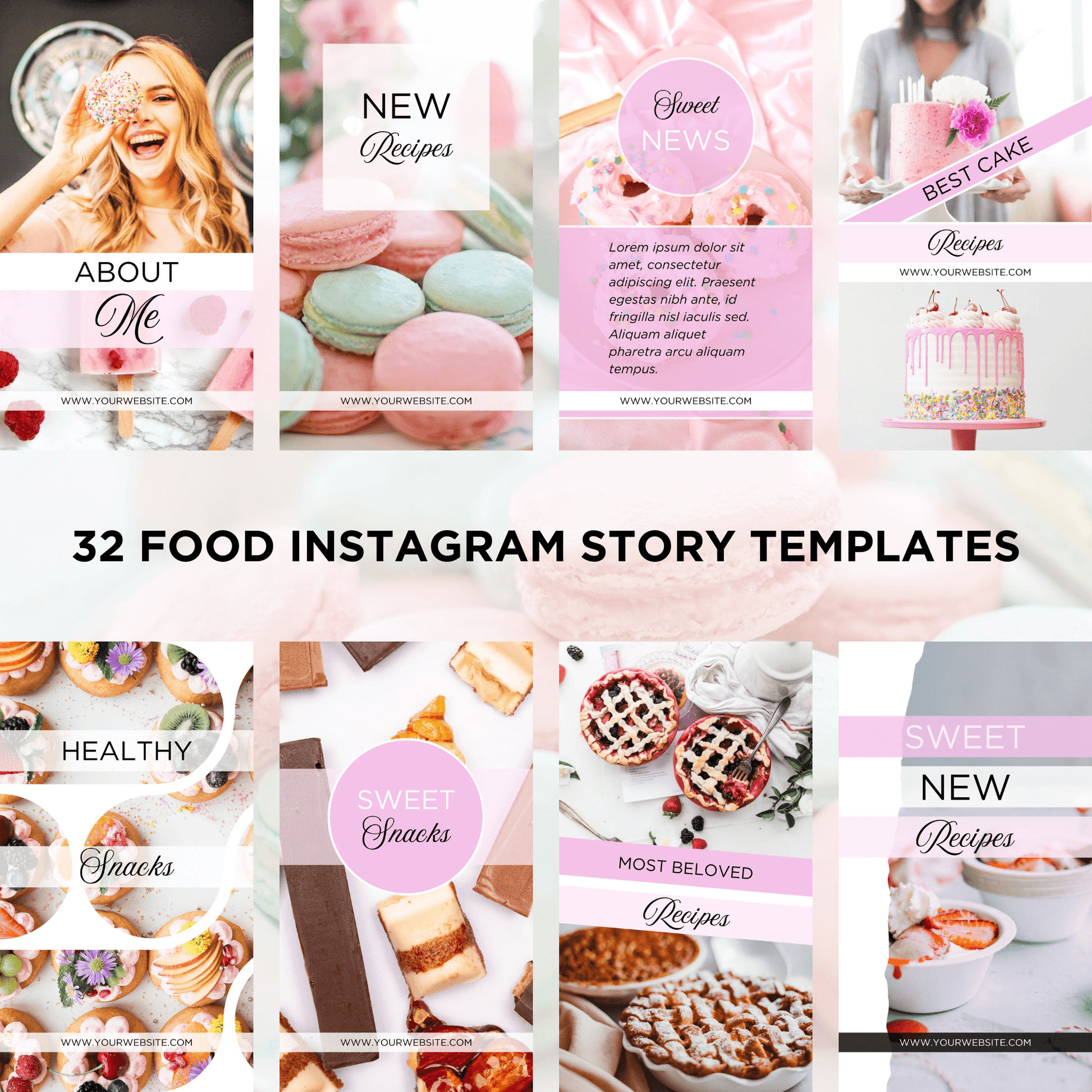 Canva Templates - Instagram Stories Pink (food theme) | SHALMIAK