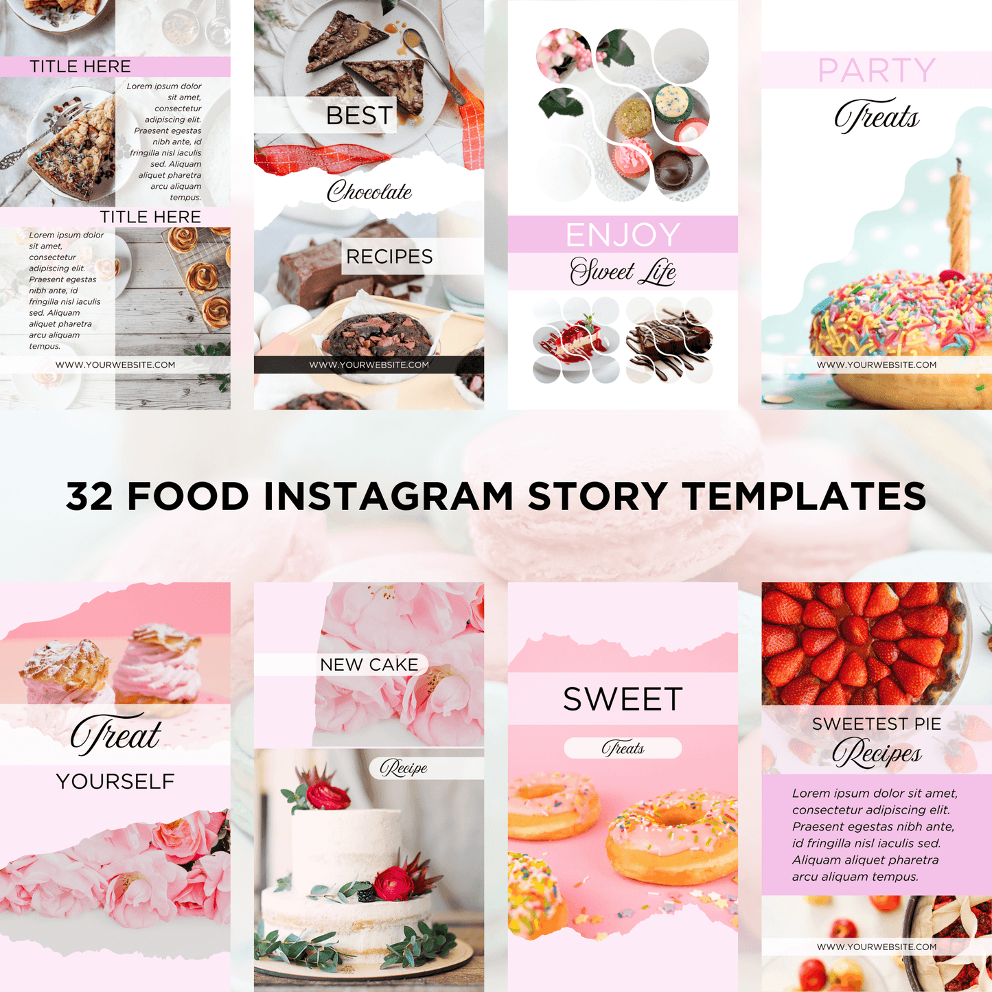 Canva Templates - Instagram Stories Pink (food theme) | SHALMIAK