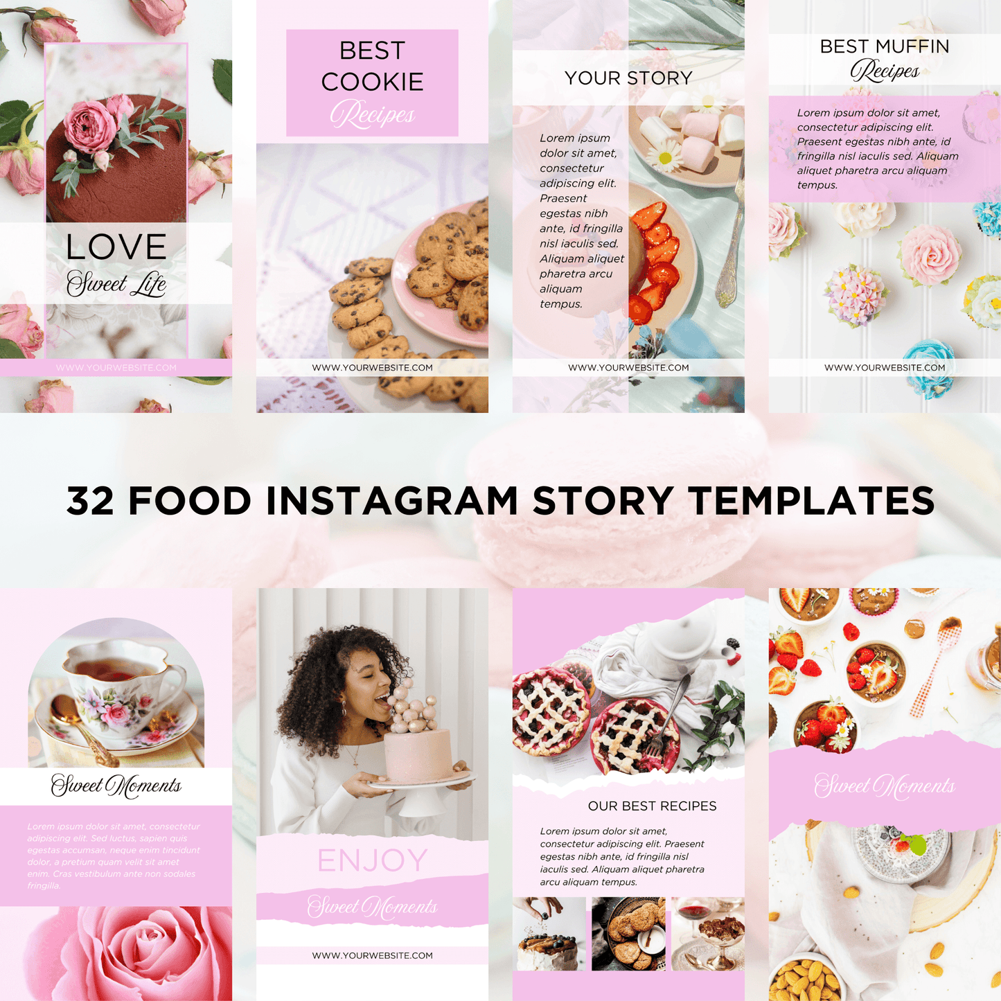Canva Templates - Instagram Stories Pink (food theme) | SHALMIAK