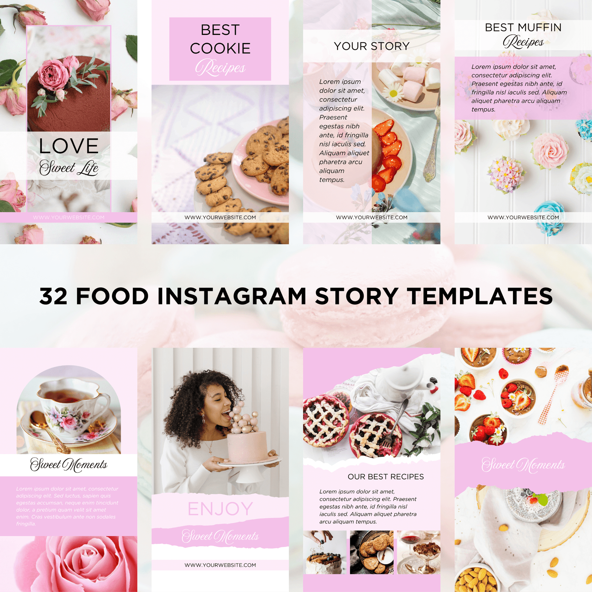 Canva Templates - Instagram Stories Pink (food theme) | SHALMIAK