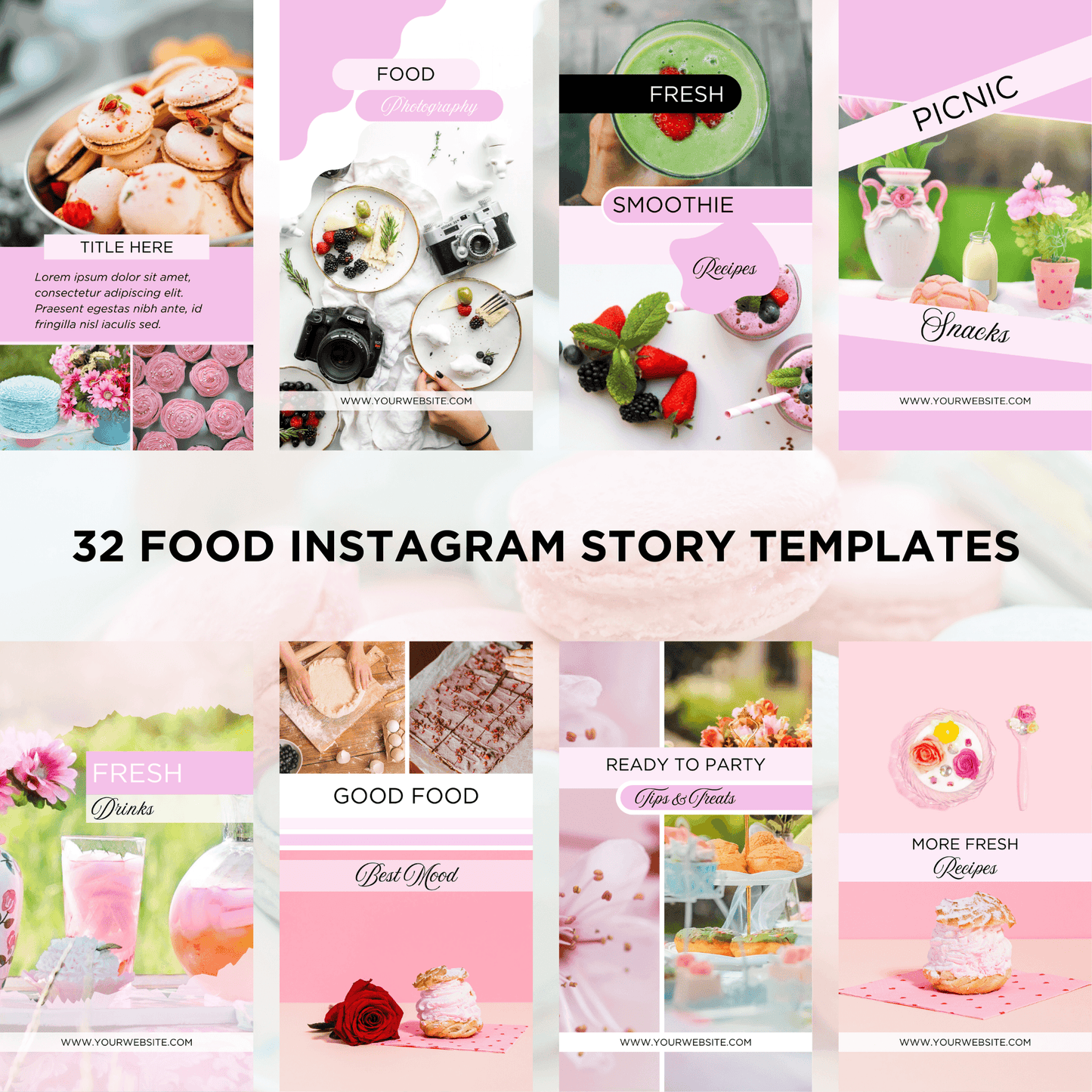 Canva Templates - Instagram Stories Pink (food theme) | SHALMIAK