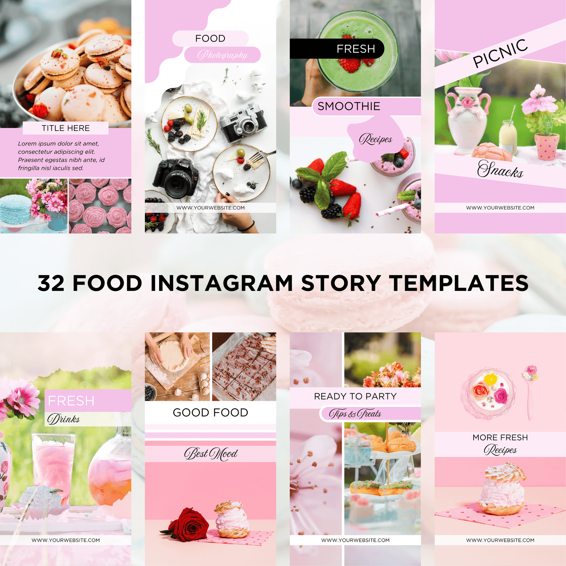 Canva Templates - Instagram Stories Pink (food theme) | SHALMIAK