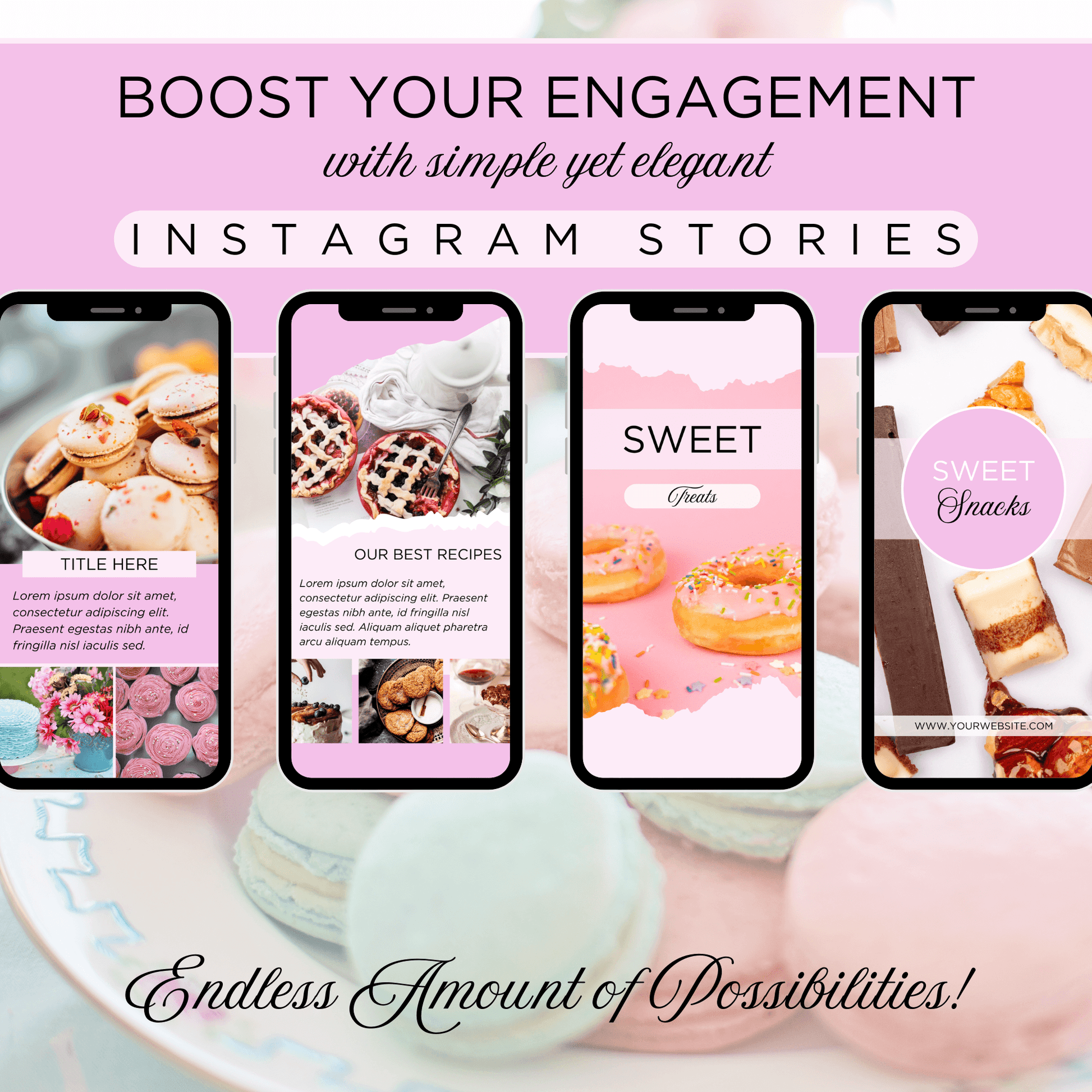 Canva Templates - Instagram Stories Pink (food theme) | SHALMIAK