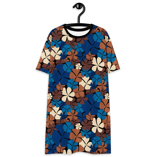 ADELIE blue brown - T-Shirt Dress | SHALMIAK