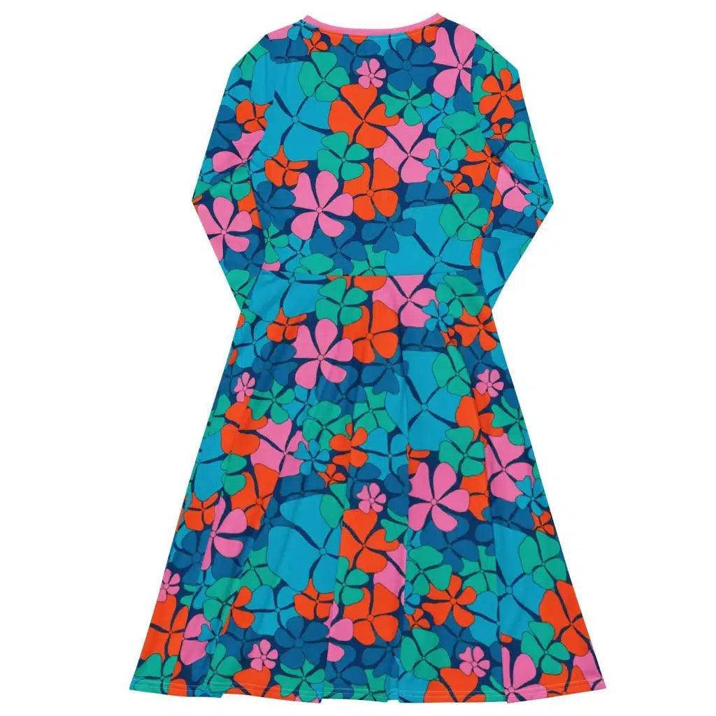ADELIE orange blue - Midi Dress With Pockets | SHALMIAK