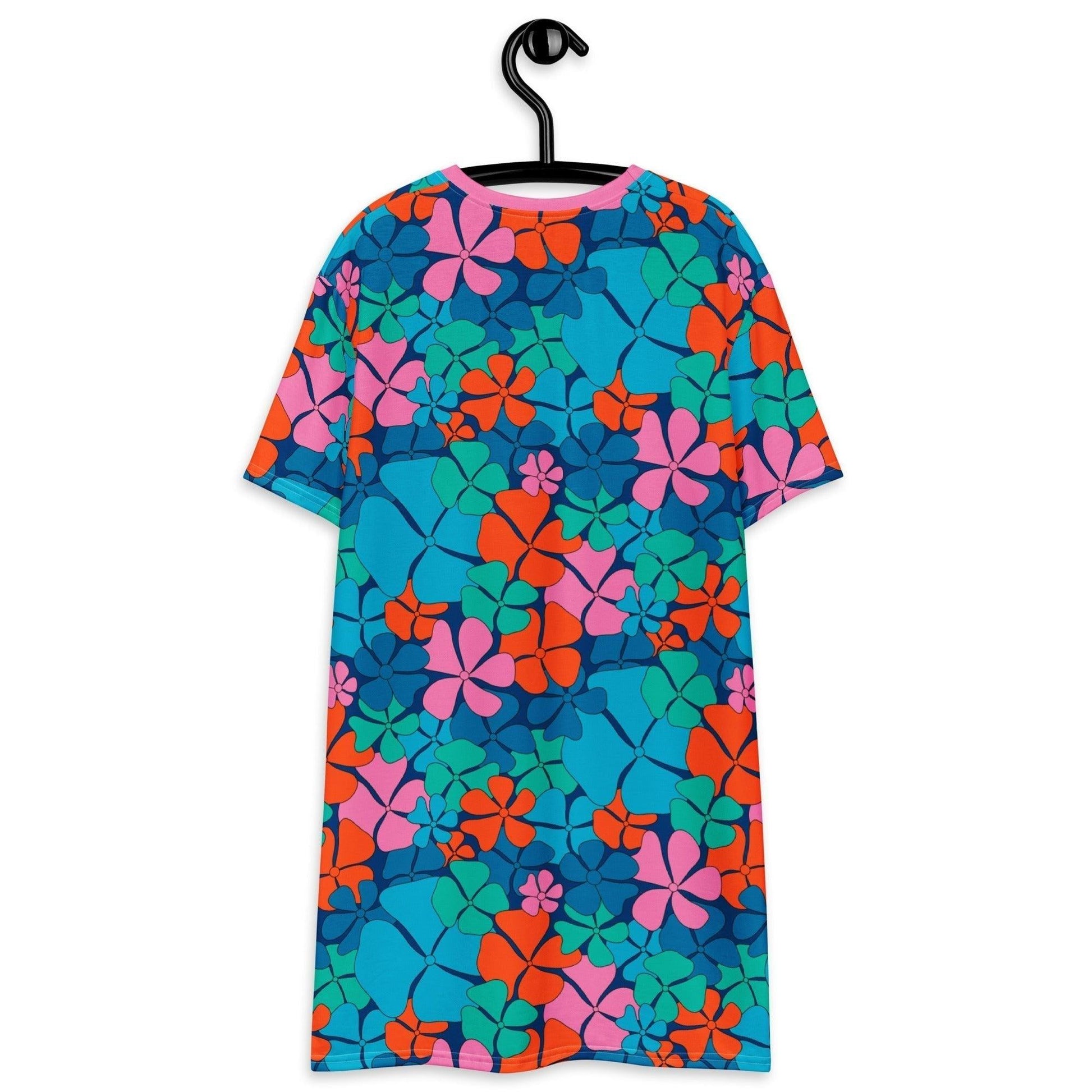 ADELIE orange blue - T-Shirt Dress | SHALMIAK