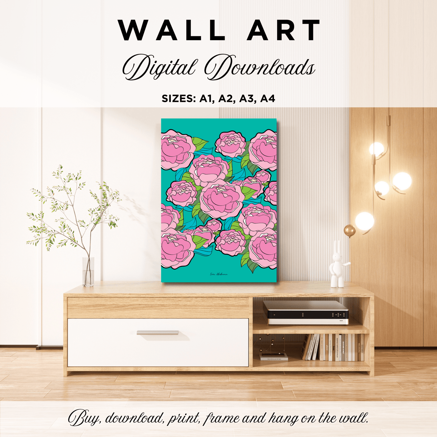 DIGITAL WALL ART - BE MY ONLY pink mint | SHALMIAK