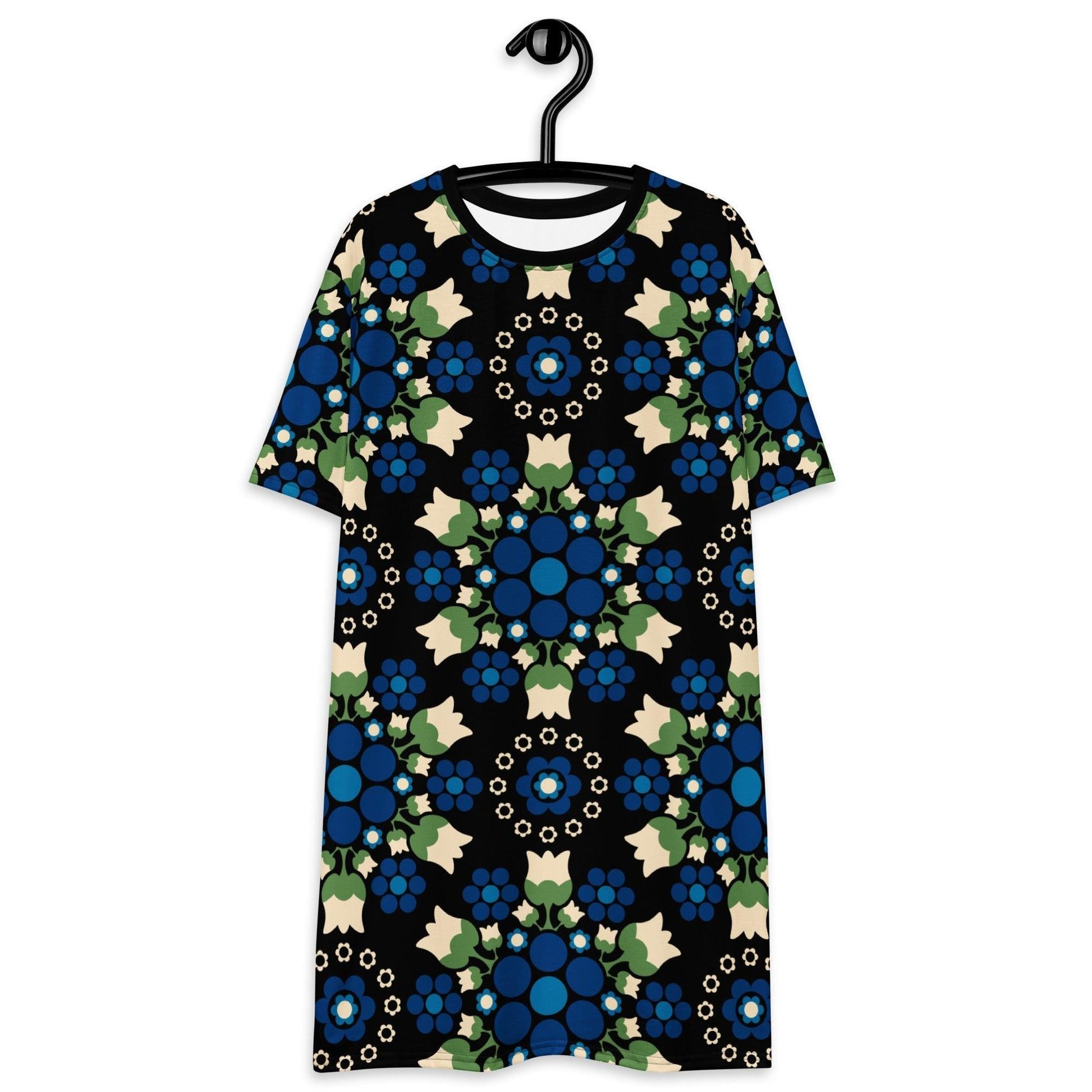 BERRY DANCE blue black - T-Shirt Dress | SHALMIAK
