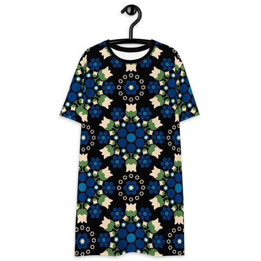 BERRY DANCE blue black - T-Shirt Dress | SHALMIAK