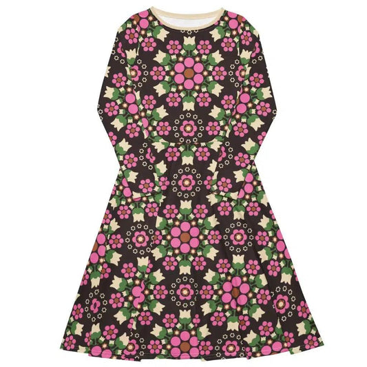 BERRY DANCE pink brown - Midi Dress With Pockets | SHALMIAK