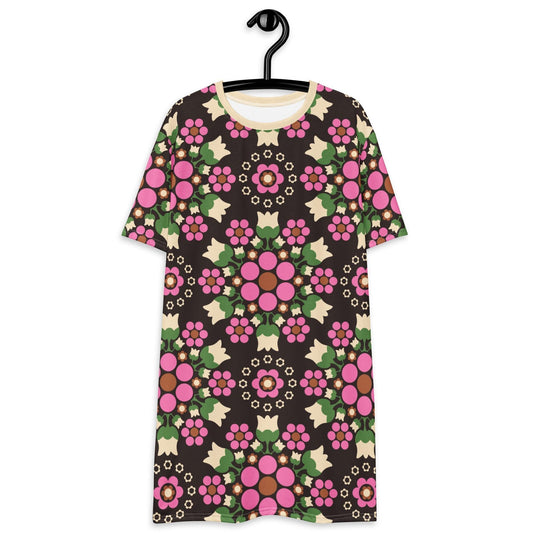 BERRY DANCE pink brown - T-Shirt Dress | SHALMIAK