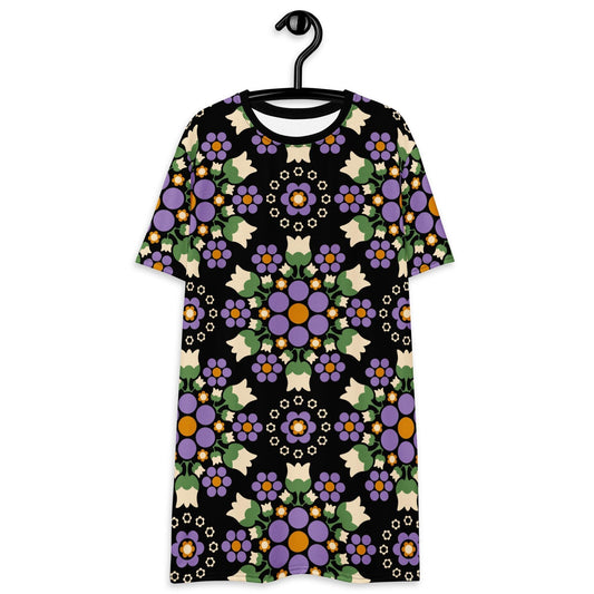 BERRY DANCE purple black - T-Shirt Dress | SHALMIAK