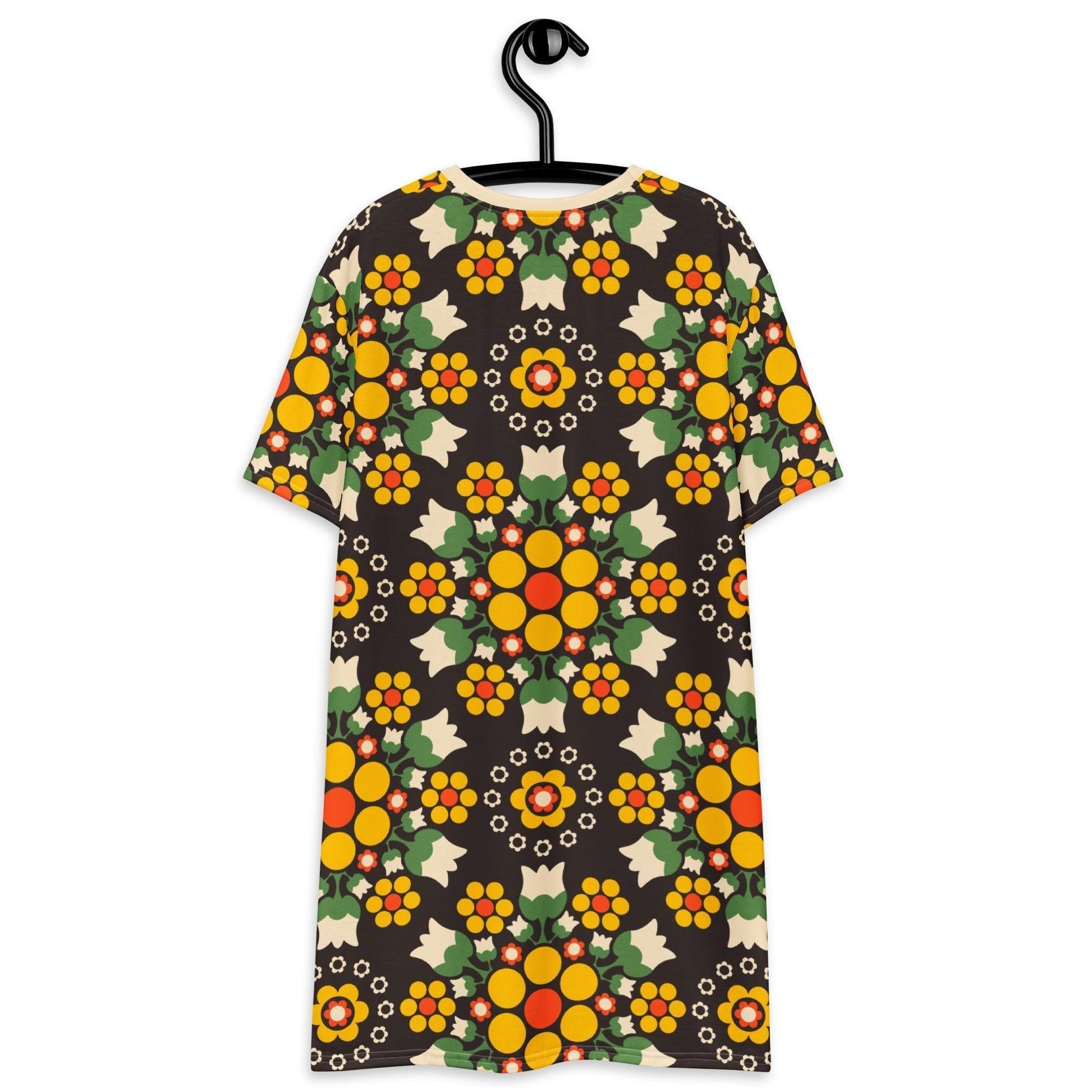 BERRY DANCE yellow brown - T-Shirt Dress | SHALMIAK