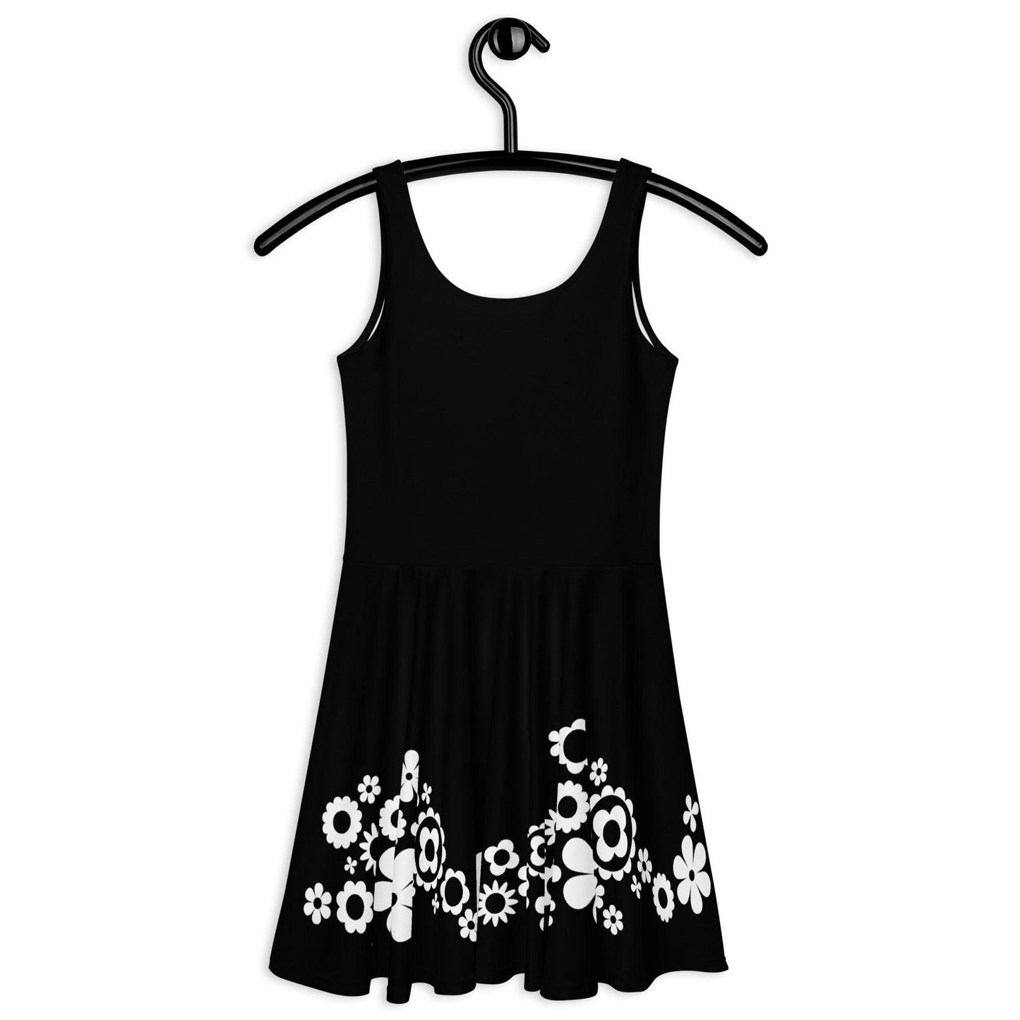 BLACK with BLOOMPOP bw - Skater Dress | SHALMIAK
