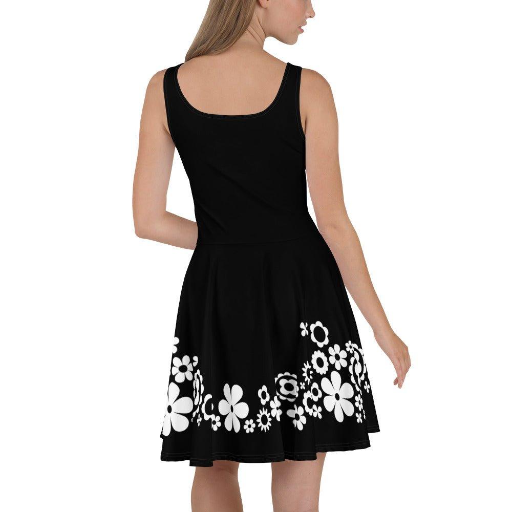 BLACK with BLOOMPOP bw - Skater Dress | SHALMIAK