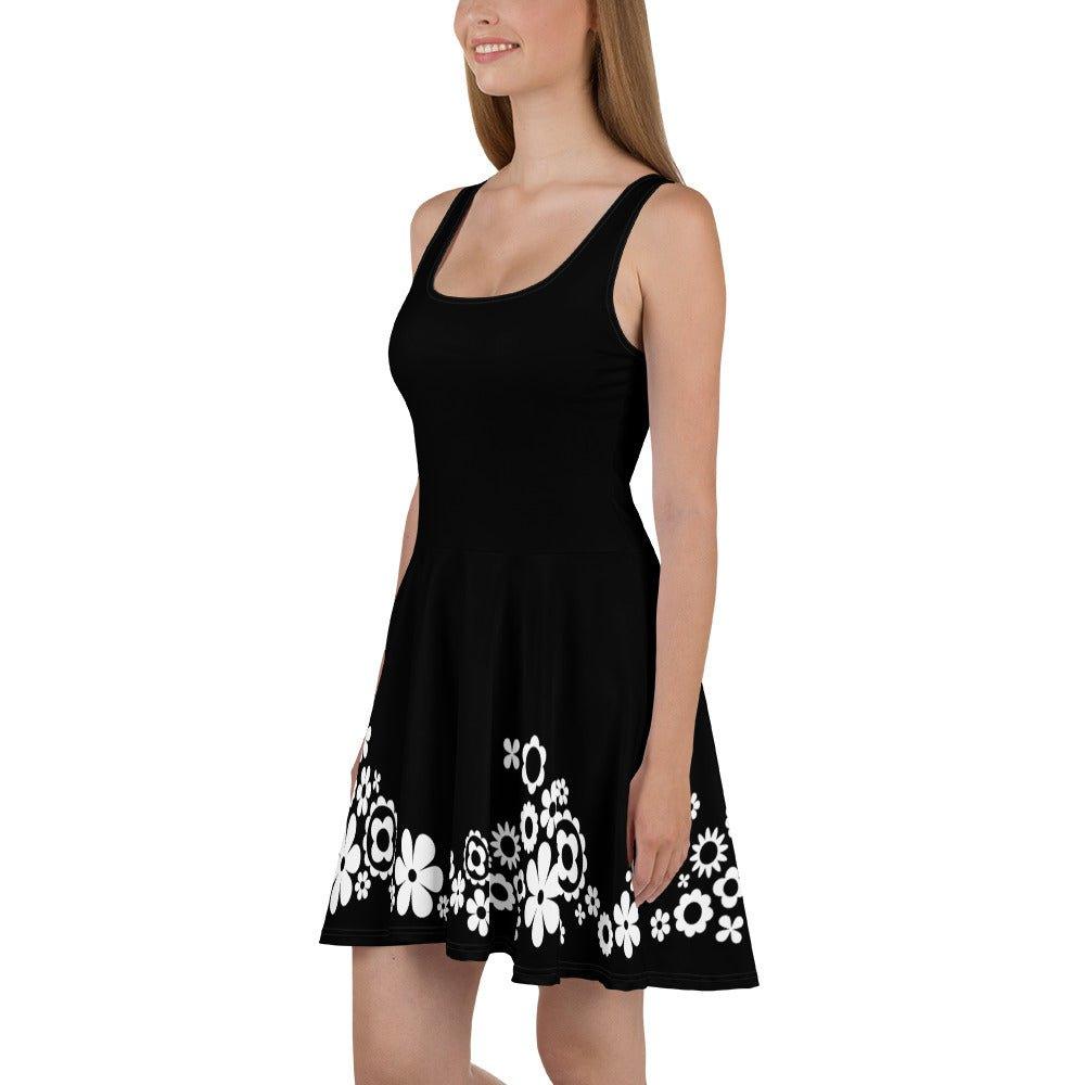 BLACK with BLOOMPOP bw - Skater Dress | SHALMIAK