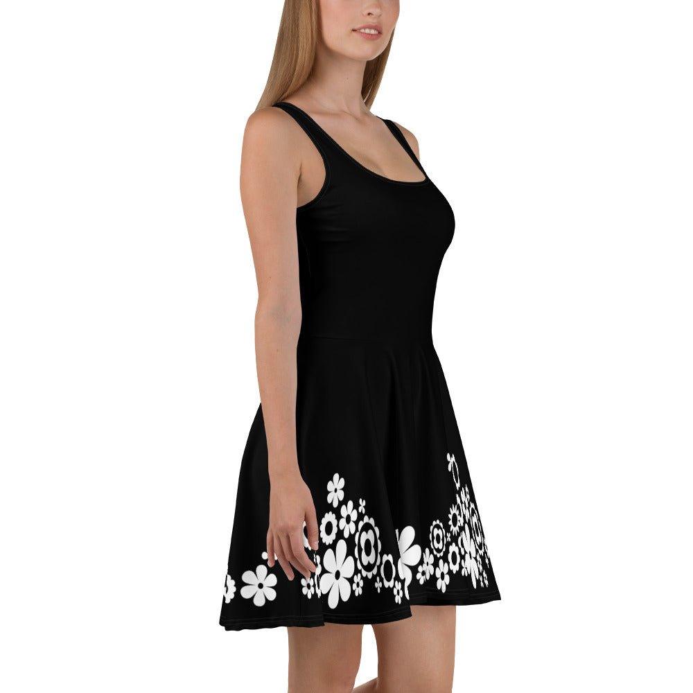 BLACK with BLOOMPOP bw - Skater Dress | SHALMIAK