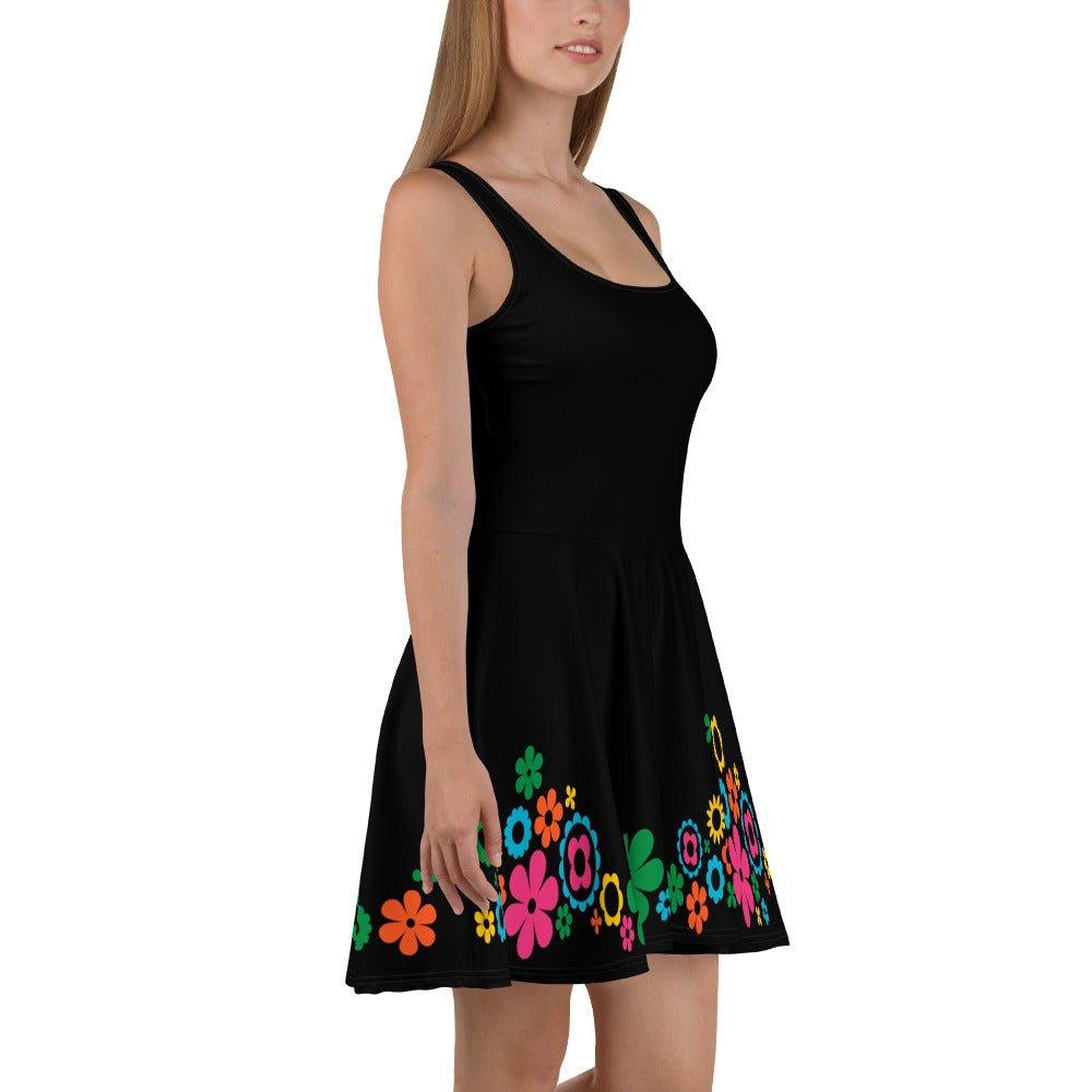 BLACK with BLOOMPOP happy - Skater Dress | SHALMIAK