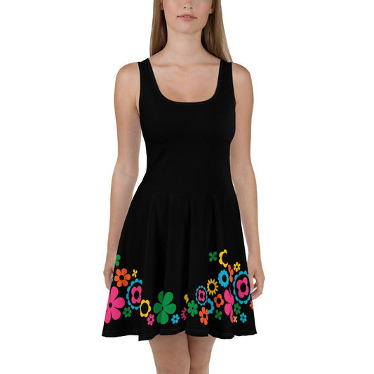 BLACK with BLOOMPOP happy - Skater Dress | SHALMIAK