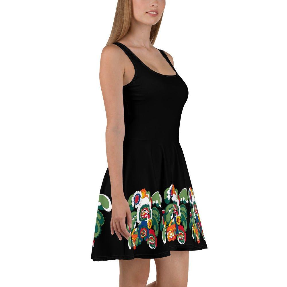 BLACK with GROOVY KURBITS - Skater Dress | SHALMIAK