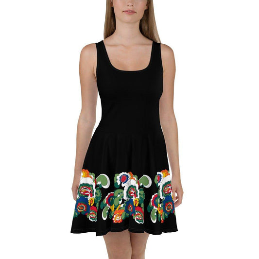 BLACK with GROOVY KURBITS - Skater Dress | SHALMIAK