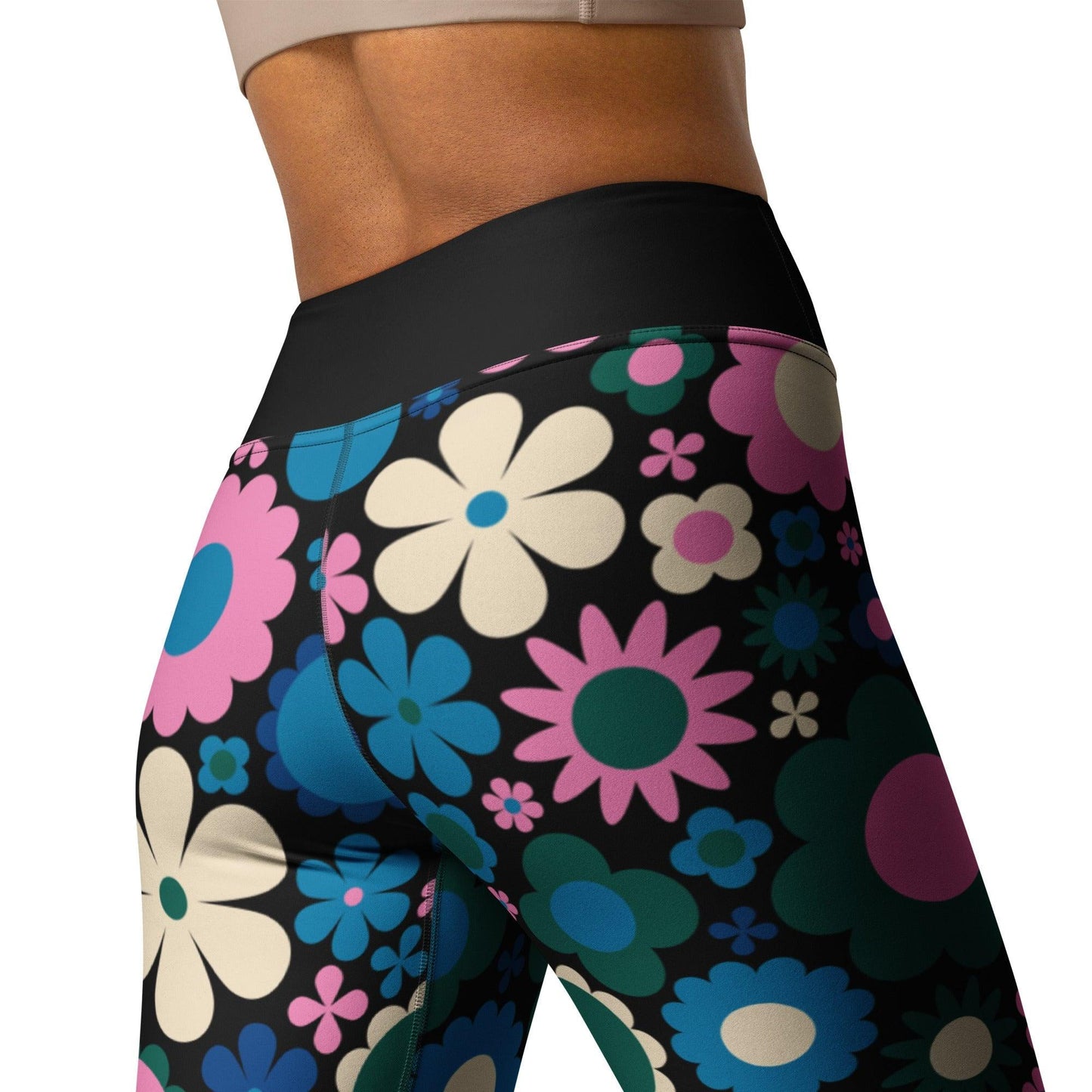 BLOOMPOP blue pink -2- Yoga Leggings | SHALMIAK