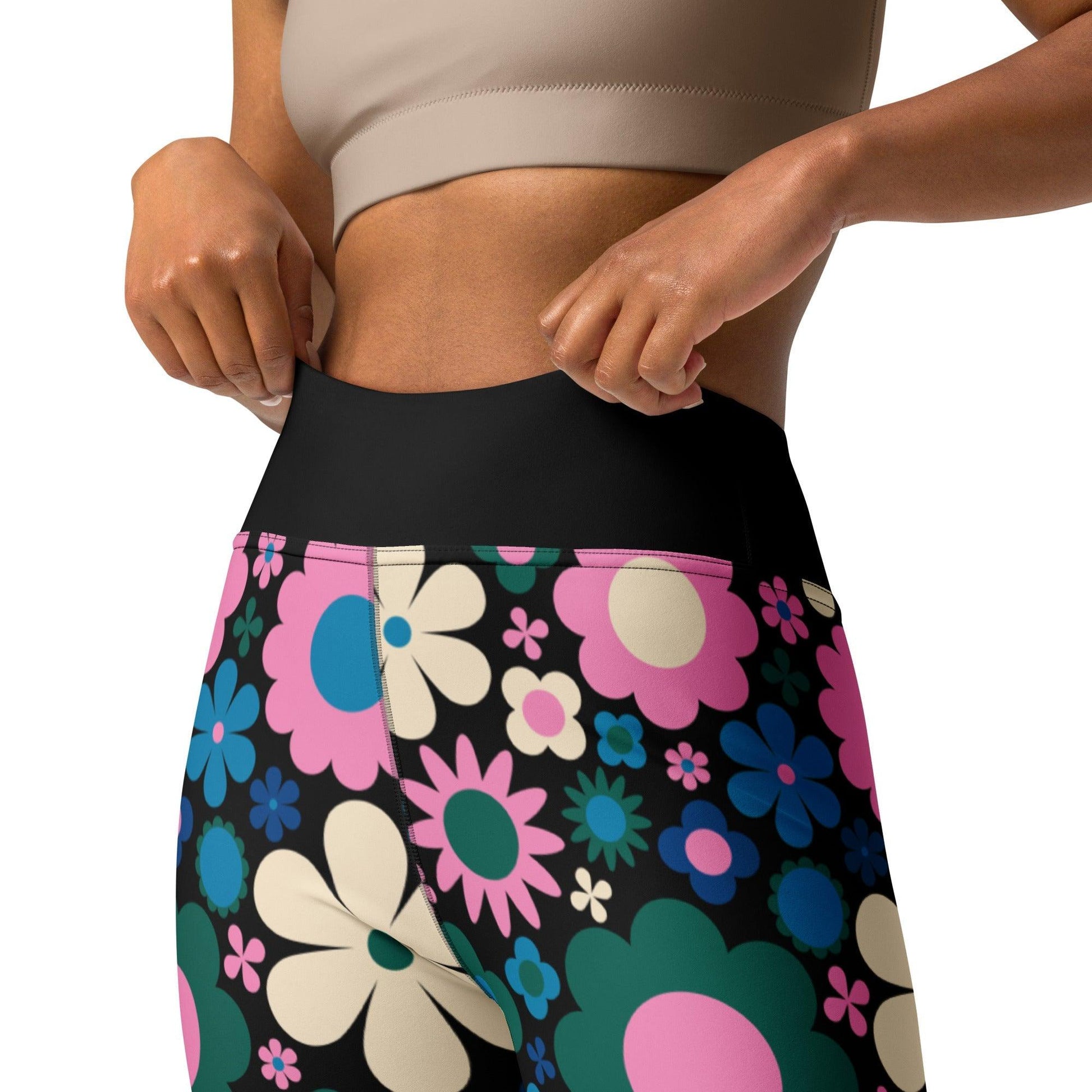 BLOOMPOP blue pink -2- Yoga Leggings | SHALMIAK